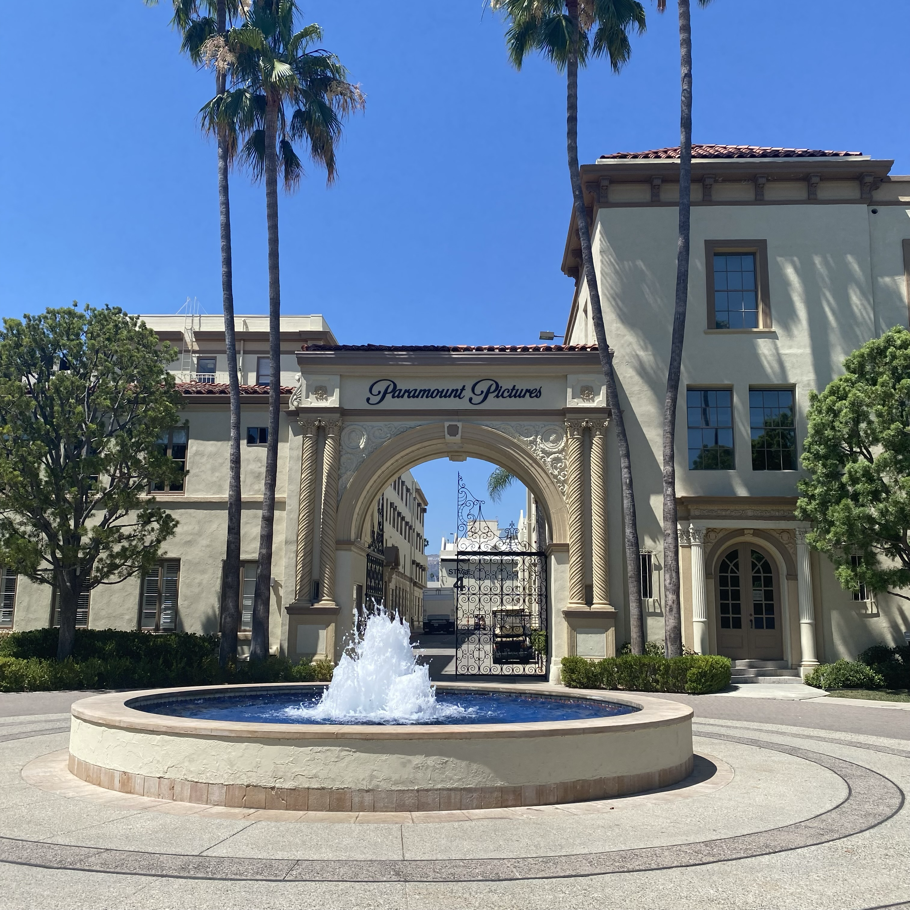 Paramount main gates with fountain